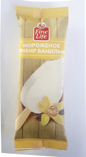 Мороженое пломбир FINE LIFE Ваниль эскимо, 70г X 1 штука
