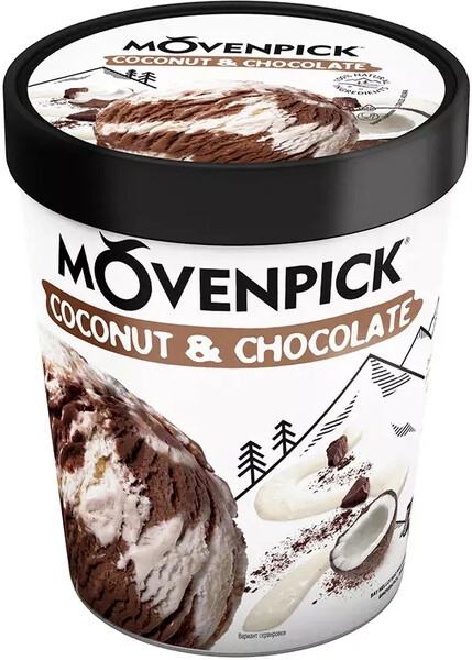 Мороженое Movenpick сливочное двухслойное кокосовое и шоколадное 263г