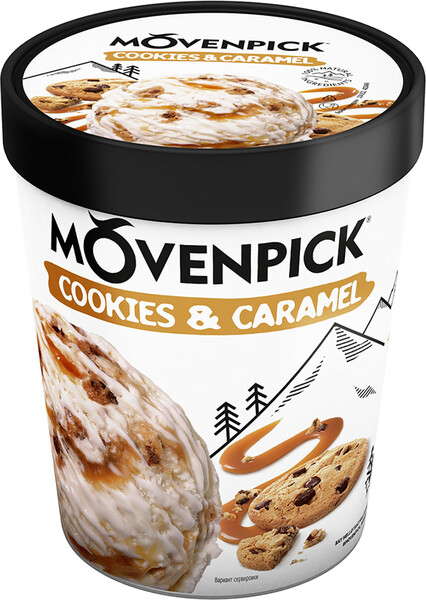 Мороженое Movenpick пломбир с карамельным соусом и кусочками печенья 298г Россия