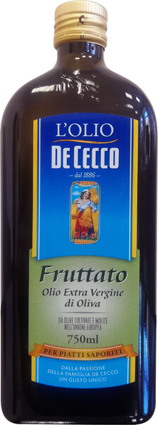 масло De Cecco оливковое FRUTTATO нерафинированное высшего качества т.м.0,75л