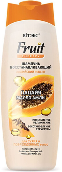 Восстанавливающий шампунь Fruit Therapy Индийский рецепт Папайя масло амлы, 500 мл 