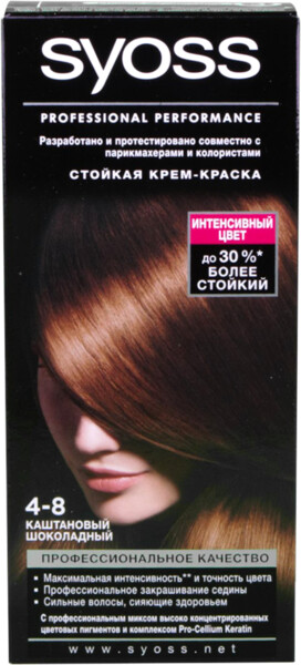 Краска для волос SYOSS 4–8 Каштановый шоколадный, 115мл Германия, 115 мл