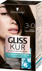 Краска для волос GLISS KUR 3–0 Черно-каштановый, 165мл Россия, 165 мл