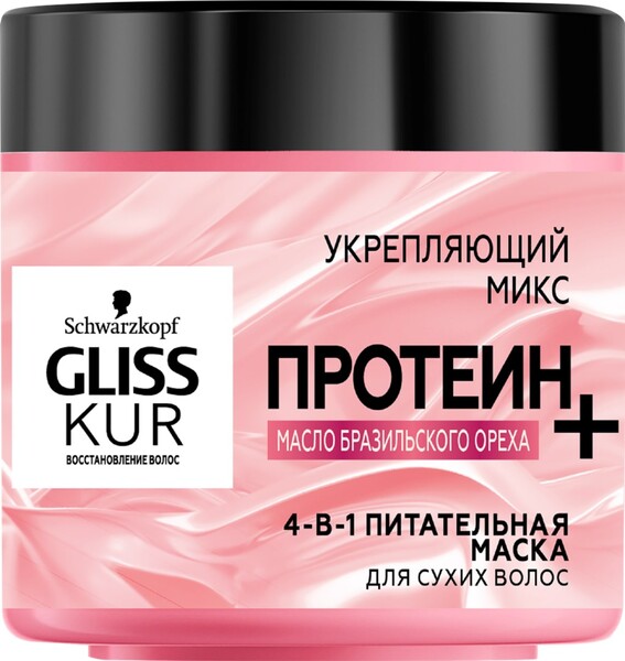Маска для сухих волос GLISS KUR Укрепляющий микс, с маслом бразильского ореха 400мл Словакия, 400 мл