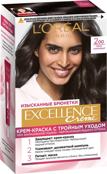 Краска для волос EXCELLENCE 2.00 Темно-коричневый