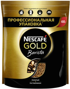 Кофе Nescafe Gold Barista растворимый сублимированный с добавлением натурального жареного молотого 400 г