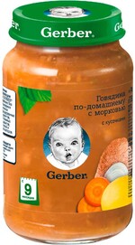 Пюре Gerber Говядина по-домашнему с морковью без сахара с 9 месяцев 190 г