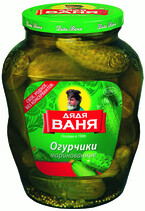 Огурцы Дядя Ваня маринованные слабокислые , 1.8 кг, стекло