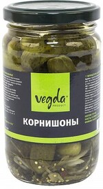 Огурцы Корнишоны Vegda маринованные 3-6 см.