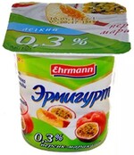Йогуртный продукт Ehrmann Эрмигурт легкий персик-маракуйя 0,3% 100 г
