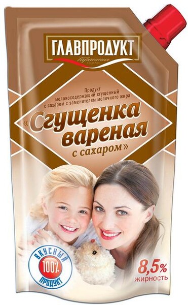 Сгущенка вареная с сахаром 8,5% Главпродукт, 270 гр., дой-пак с дозатором
