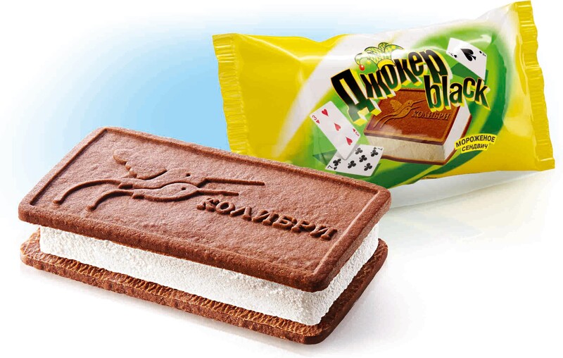 Мороженое Сендвич Джокер Блек шоколадное печенье, КОЛИБРИ
