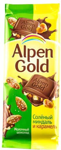 Шоколад Alpen Gold молочный миндаль/карамель 90г