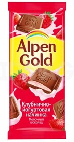 Шоколад молочный Alpen Gold с клубнично-йогуртовой начинкой 90г