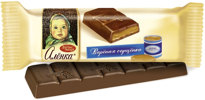 Батончик шоколадный Красный октябрь Аленка с вареной сгущенкой, 0.05кг