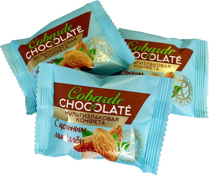 Конфеты Cobarde el Chocolate мультизлаковые с миндалем и белой глазурью,1 кг., флоу-пак, 1 кг., картон