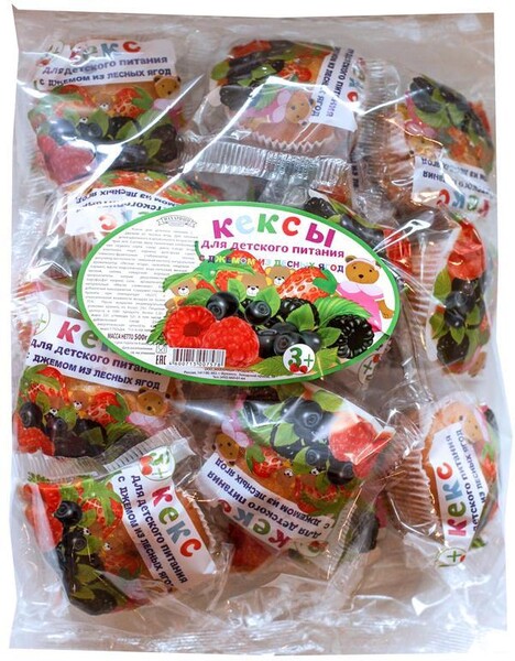 Кексы Махариши для детского питания с джемом из лесных ягод 500 г