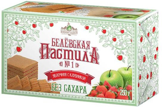Пастила Белевские Сладости яблочная с клубникой без сахара 250 гр