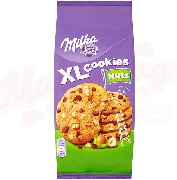 Овсяное печенье Milka XL Cookies Nut с фундуком и кусочками шоколада 184 г