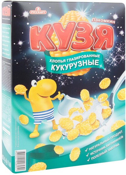 Хлопья кукурузные глазированные КУЗЯ Лакомкин, 250 гр., картонная коробка