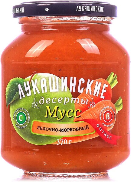 Мусс Лукашинские Яблочно-морковный фитнес 370 г