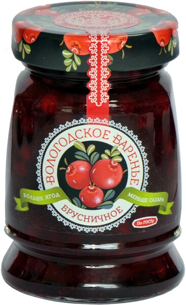 Варенье Вологодское варенье домашнее брусничное 370г