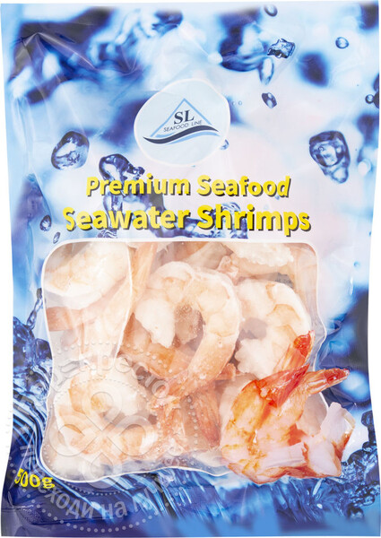 Креветки Seafood варено-мороженые очищенные с хвостиком 21/25 500г
