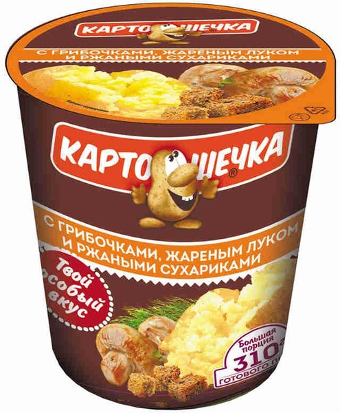 Пюре Картошечка картофельное с ржаными сухариками/грибами, 50 гр, ПЭТ