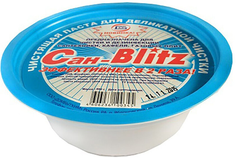 Паста Сан-Blitz 400 г, средство для чистки сантехники/кафеля/плит/ванн, чистящее средство для плиты