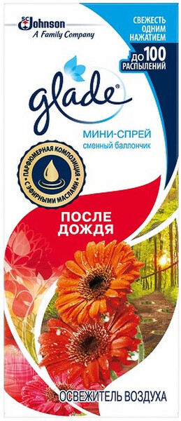 Баллон сменный для автоматического освежителя воздуха GLADE После дождя, микроспрей, 10мл Нидерланды, 10 мл