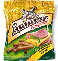 Сухарики Воронцовские ветчина и сыр, 60 гр., пакет