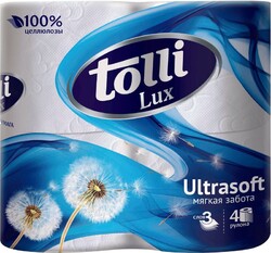 Бумага Tolli Lux туалетная белая 3 слоя 4шт