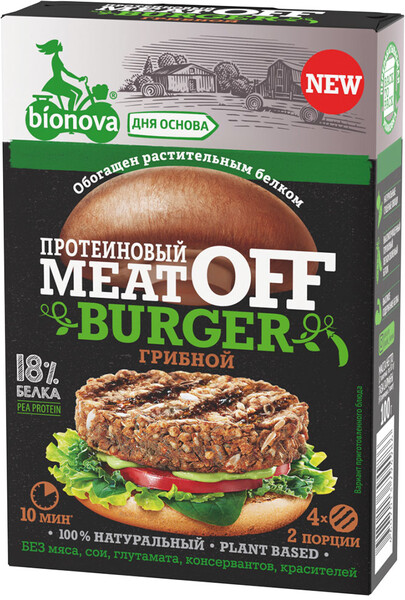 Бургер овощной Bionova MeatOff грибной смесь, 100 г