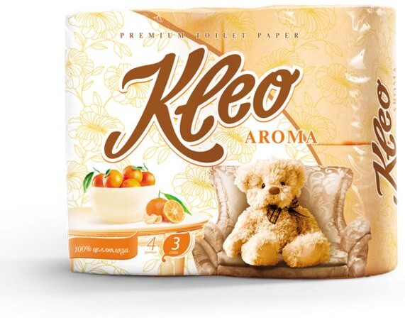 Туалетная бумага Kleo Aroma Мандарин 4 рулона 3 слоя