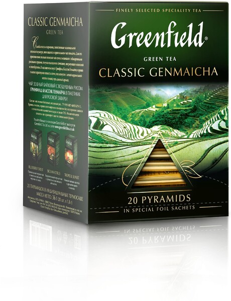 Чай Greenfield Classic Genmaicha Генмайча зеленый 20 пирамидок по 1.8 г