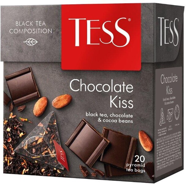 Чай Tess Choсolate Kiss черный, с ароматом шоколада 20пак.