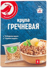 Крупа гречневая АШАН в пакетиках, 400 г