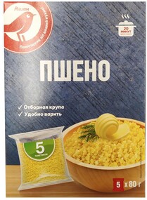 Пшено АШАН для варки в пакетиках, 5х80 г