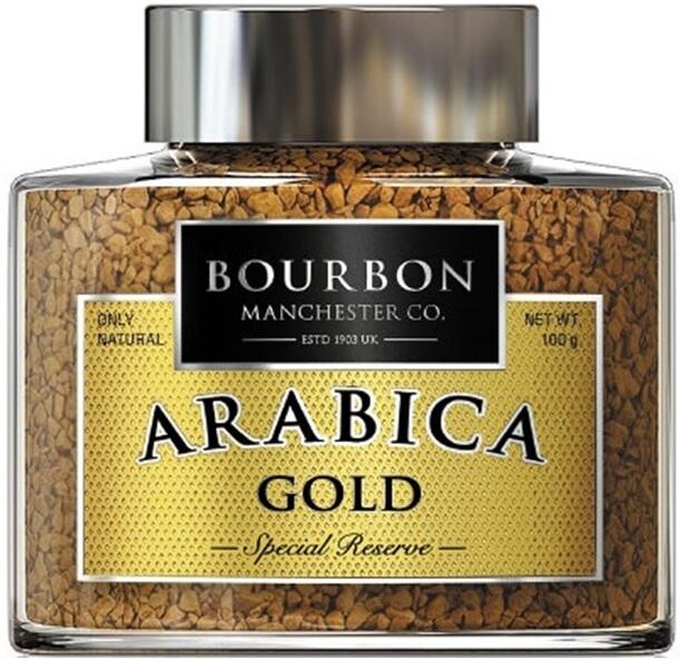 Кофе Bourbon Arabica Gold растворимый сублимированный ст/б, 0.10кг