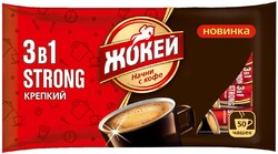 Жокей 3 в 1 растворимый кофе крепкий с сахаром и сливками, 50 шт