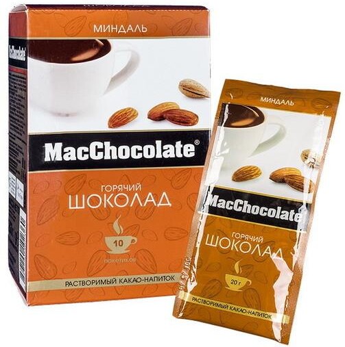 Какао-напиток растворимый MacChocolate Миндаль, 10 шт по 20 г