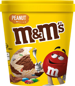 Мороженое M&M'S двухслойное, молочное арахисовое и сливочное шоколадное, с драже, ведро, 295 г