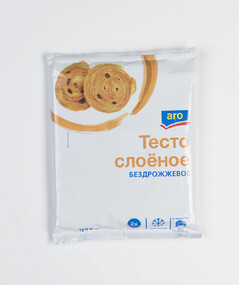 Тесто Aro слоеное бездрожжевое замороженное 500 г