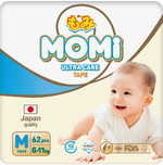 MOMI Ultra care подгузники для детей 6-11 кг 62 шт./ m