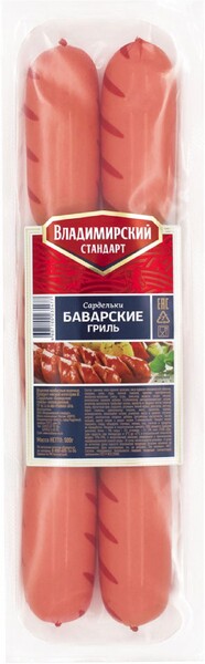 Сардельки «Владимирский стандарт» Баварские с сыром, 500 г