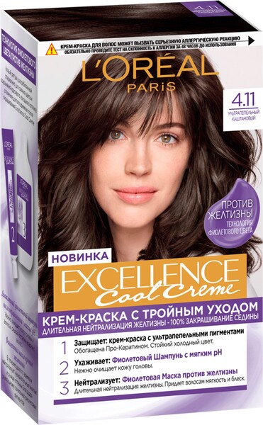 Крем-краска для волос L’Oréal Paris Excellence Cool Crème тон 4.11 Ультрапепельный каштановый