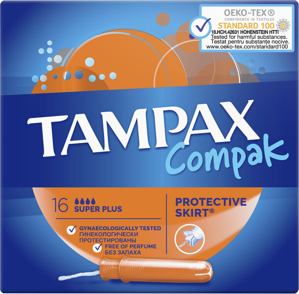 Тампоны Tampax Compak Super Plus с аппликатором, 16шт