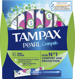 Тампоны Tampax Compak Pearl Super plus с апликатором, 16 шт.
