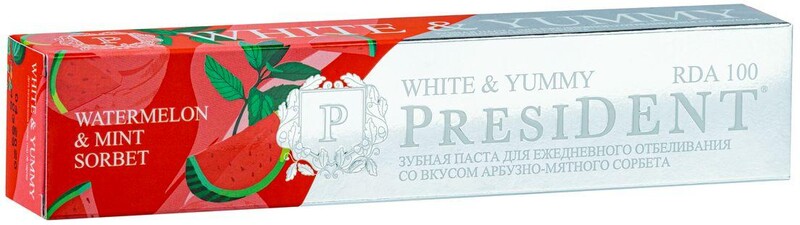 Зубная паста PRESIDENT White&Yummy Арбузно-мятный сорбет, 75г Россия, 75 г