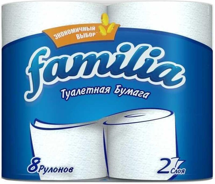 Туалетная бумага Familia Plus 2 слоя 8 рулонов